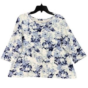Studio Works Top 3/4 Sleeve Size PXL Ditzy Floral Watercolor Cottage Office Wear